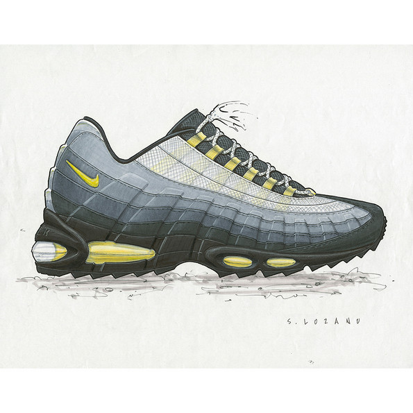 Sergio Lozano for Nike, Air Max 95, Originalskizze, 1995 © Nike